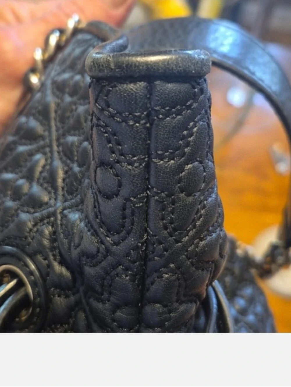 Tory Burch Bryant Black Quilted Leather Chain Shoulder Tote- EUC